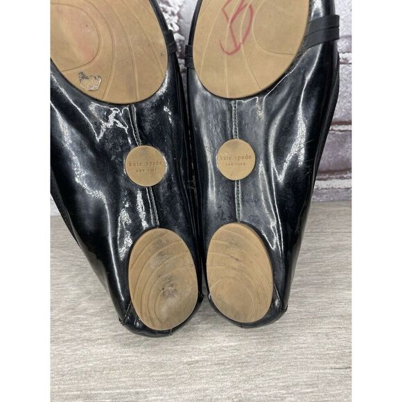 Kate Spade Black Patent Leather Slip On Bow Ballet Flats Shoes Women 6M US/36EU - Picture 7 of 16